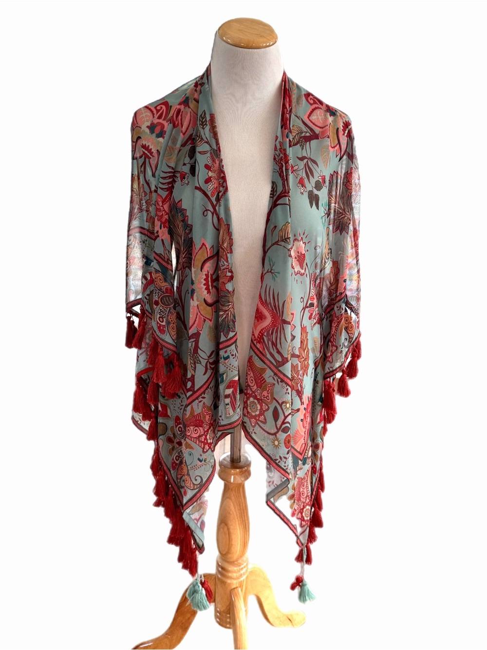 Soft Surroundings Paisley Floral Kimono Tassel Fringe Shawl – S/M - New with Tag